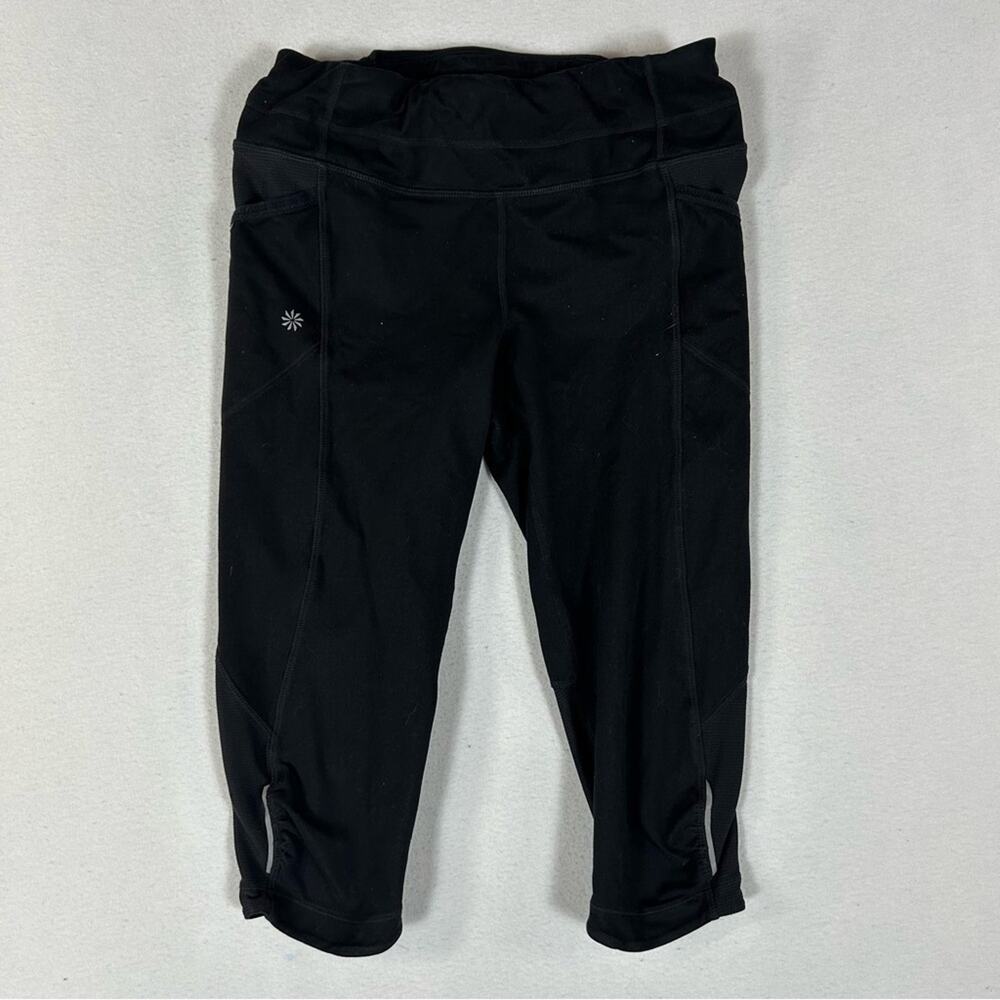 Athleta Be Free Knicker Capri Tight Women’s S Small Black Leggings Pockets